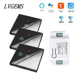 Tuya Smart Switch 1/2/3Gang Panneau de Verre Tactile Sans Fil WIFI Commande Vocale À Distance