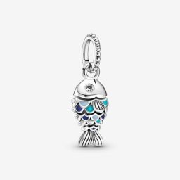 Charm Pendant Poisson à Écailles Bleues
