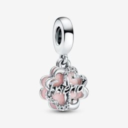 Charm Pendant Double Amitié Trèfle à Quatre Feuilles