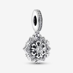Charm Pendant Double Flocon de Neige Scintillant