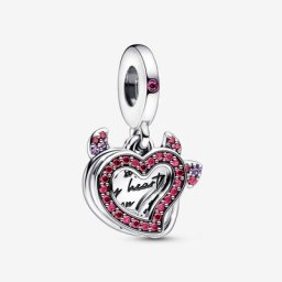 Charm Pendant Double Cœur Diabolique