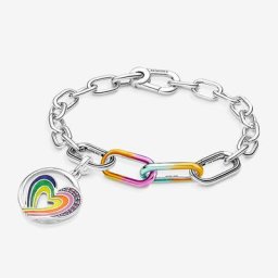 Coffret Cadeau Bracelet Tie-Dye Cœur Arc-en-Ciel et Double Lien ME
