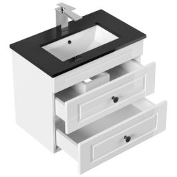 Meuble de salle de bain Eton 600 Cottage quartz noir meuble bas blanc brillant