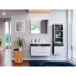 Ensemble de Meuble de salle de bain de 4 pièces Malema 80cm en Anthracite-Blanc