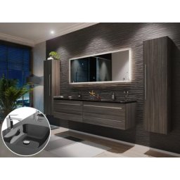 Ensemble meuble de SDB Compose 180 4 pièce en chêne argenté avec miroir LED