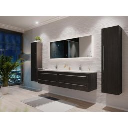 Ensemble meuble de SDB Colossos 180 4 pièce en charbon antique avec miroir LED