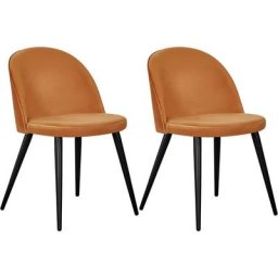 Venture Home - Chaise en velours avec pieds en acier Velvet (Lot de 2) - Orange