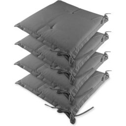 Detex - Lot de 4 coussins pour chaise - Galette Dessus de chaise 41cm - Jardin Maison gris clair