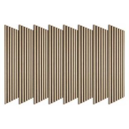 Lot de 8 Revêtement bois 120x30x1 cm - tête de lit 140 180 cm - Lamelles placage chêne clair