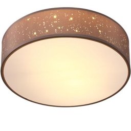 Plafonnier Ciel étoilé Tissu Rond E27 Plafonnier Tissu Plafonnier Chambre Salon Ø30/38 38cm Taupe