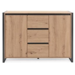 Buffet 122x40 cm Minorca Chêne artisanal et gris anthracite avec deux portes et trois tiroirs chêne