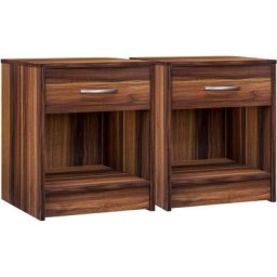 2x Table de chevet 35x40x50 cm Table de nuit avec un tiroir Meuble de rangement chambre brun aspect