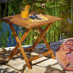 Casaria - Deuba Table basse pliante en bois d'acacia 46x46cm Table d'appoint pliable pour jardin