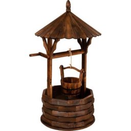 Fontaine en bois avec toit, 120 x ø 65 cm, huilée, traitée au feu, à planter - Stilista