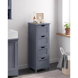 Songmics - Meuble de Salle de Bain avec 4 tiroirs, Commode, 30 x 30 x 82 cm, Gris - Gris