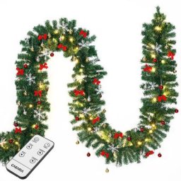Guirlande de Noël lumineuse Décoration en sapin artificiel avec lumières blanc chaud pour porte