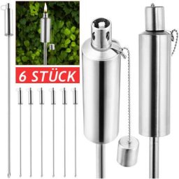 Torche de jardin Set de 6/12, torche à l'huile flambeau acier inxydable - 115 cm 6er Set