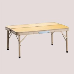 Sklum - Table de camping pliante et réglable (90x60 cm) Zendaya Marron Bois Naturel - Marron Bois