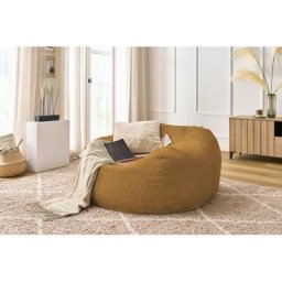 Pouf Bobochic Pouf ultra moelleux voltaire velours côtelé Jaune - Jaune