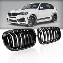 2x Grilles Avant Double Lamelles Noir Brillant Pour bmw F15 / F16 X5 X6 14-17