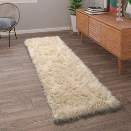 Paco Home Tapis De Salon Fausse Fourrure Imitation Shaggy Coussins De Sol Forme Cœur Rond Crème,