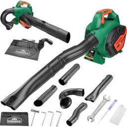 4en1 Aspirateur feuilles à essence 25,4 cm³ Souffleur broyeur avec sac collecteur 45L jardin