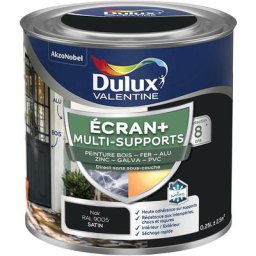 Ecran+ multi-supports exterieure - Peinture en Phase Aqueuse Éxtérieur - Satin Noir 0,25 l Dulux