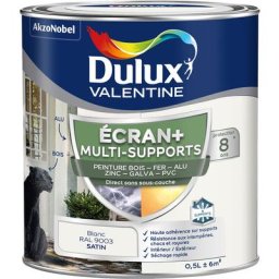 ECRAN+ MULTI-SUPPORTS EXTERIEURE - Peinture en Phase Aqueuse Éxtérieur - Satin Blanc 0,5 L - Dulux