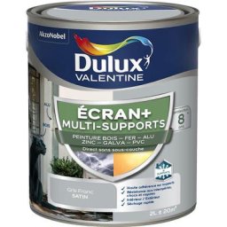 Ecran+ multi-supports exterieure - Peinture en Phase Aqueuse Éxtérieur - Satin Gris Franc 2 l Dulux