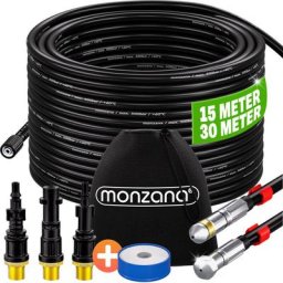 Tuyau déboucheur Premium set 15/30m 200 bar 3 adaptateurs 2 buses compatible Kärcher nettoyeur
