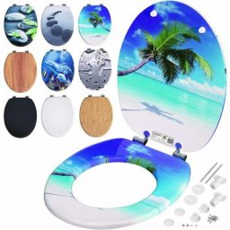 Casaria - Siège de toilette mdf avec double système d'abaissement abattant wc standard Plage