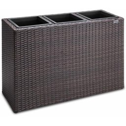 Casaria - Bac à fleurs polyrotin gris 3 compartiments pot intérieur 83x30,5x60 cm pot de fleurs bac