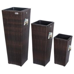Set de 3 pots de fleurs bac à fleurs polyrotin pot intérieur amovible 3 couleurs résistant aux