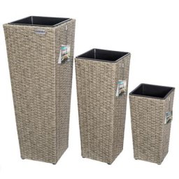 Casaria - Set de 3 pots de fleurs bac à fleurs polyrotin pot intérieur amovible 3 couleurs