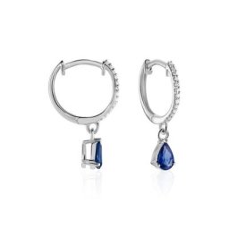 Créoles Or Blanc Saphir Et Diamants