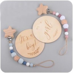 Attache-tétine en bois pour bébé 2 pièces carte ATA Lestone étoiles en hêtre supports pour