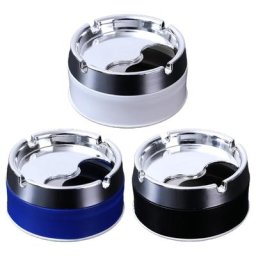 Cendrier rond coupe-vent en acier inoxydable PP avec couvercle rotatif accessoire pour fumer