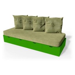Banquette cube 200 cm + futon + coussins Vert
