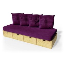 Banquette cube 200 cm + futon + coussins Miel