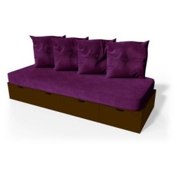 Banquette cube 200 cm + futon + coussins Wengé