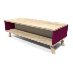 Table basse scandinave bois rectangulaire prune et gris Viking Prune, Gris souris