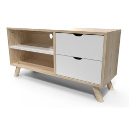 Meuble TV Scandinave bois naturel et blanc Viking Vernis naturel/Blanc