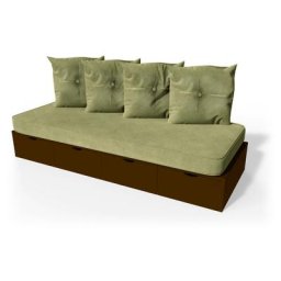 Banquette cube 200 cm + futon + coussins Wengé