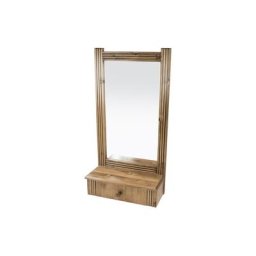 Miroir mural + 1 tiroir bois Sapin Vernis Miel antiquaire