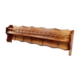 Porte casseroles bois balustres et crochets fleur de lys Miel