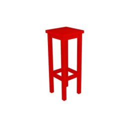 Tabouret de bar droit bois made in France Rouge
