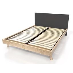 Lit Scandinave 2 places bois Viking 140x190 Vernis naturel/Gris anthracite
