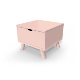 Table de chevet Scandinave bois Viking + tiroir Rose Pastel