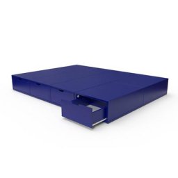 Lit double avec rangement tiroirs Cube 140x200 Bleu foncé