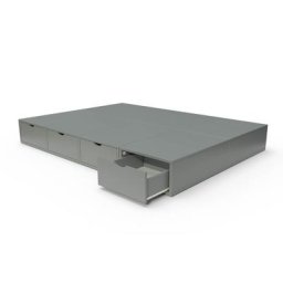 Lit double avec rangement tiroirs Cube 140x200 Gris